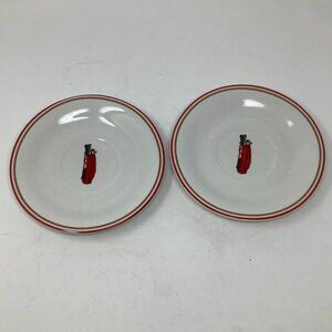 Set of 2 vintage golf bag plates J.C. Penney white red